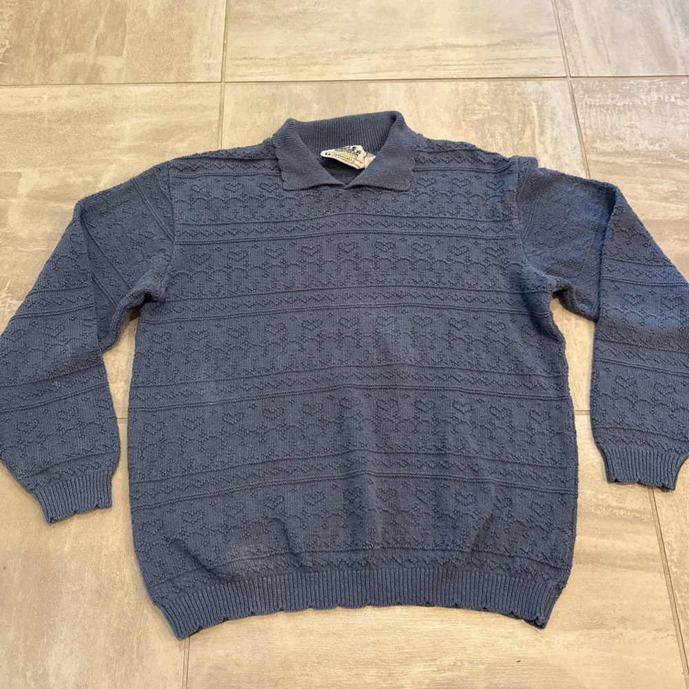 Vintage Northern Reflections Womens M Alpine Heart Stitching Cotton Knit Sweater